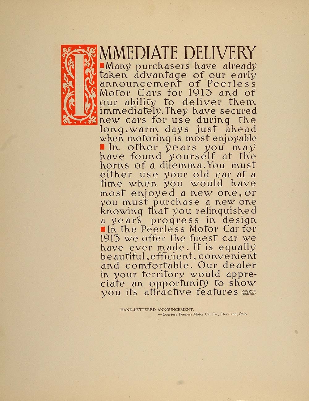 1913 Peerless Auto Advertising